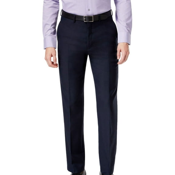Ryan Seacrest Mens Solid Dress Pants Slacks, Blue, 34W x 34L