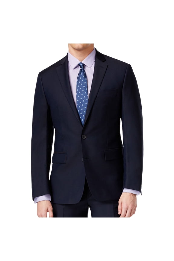 Ryan Seacrest Mens Solid Modern Fit Two Button Blazer Jacket, Blue, 40 Regular