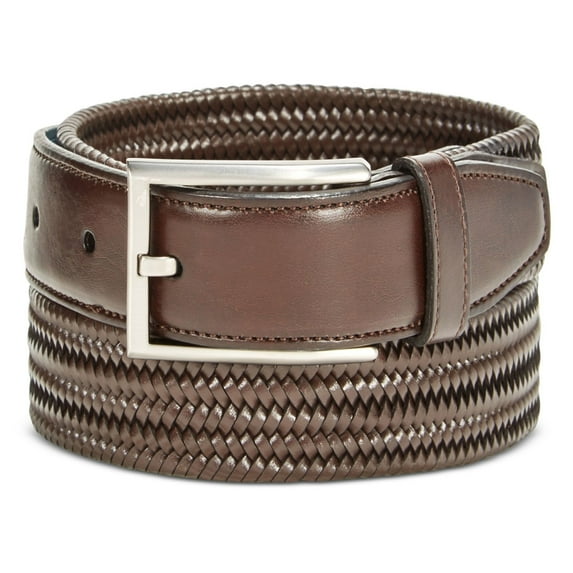 Ryan Seacrest Mens Stretch Braided Belt, Brown, 32