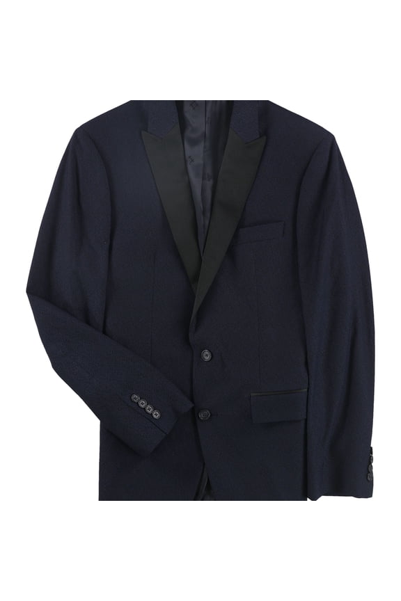 Ryan Seacrest Mens Stretch Dinner Two Button Blazer Jacket, Blue, 42 Short