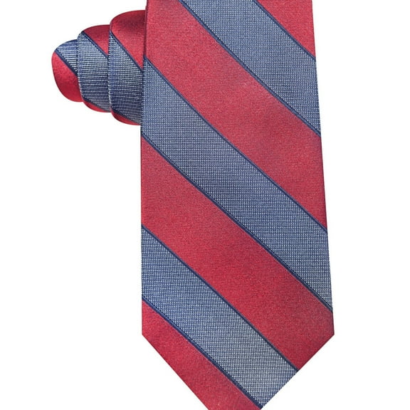 Ryan Seacrest Mens Stripe Self-tied Necktie, Red, One Size