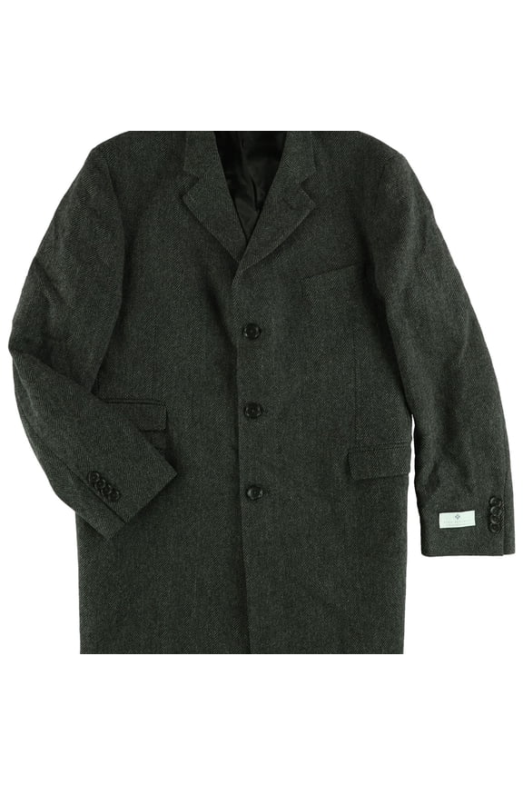 Ryan Seacrest Mens Wool Herringbone Bomber Jacket, Grey, 44 Regular