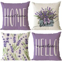 Ryan; Set of 4 Lavender Pillow Covers 18x18 Spring Summer Pillow Covers Purple Floral Throw Pillow Covers Cushion Covers Square Pillow Cases for Couch Sofa Outdoor Home Decorations(18 Inch)