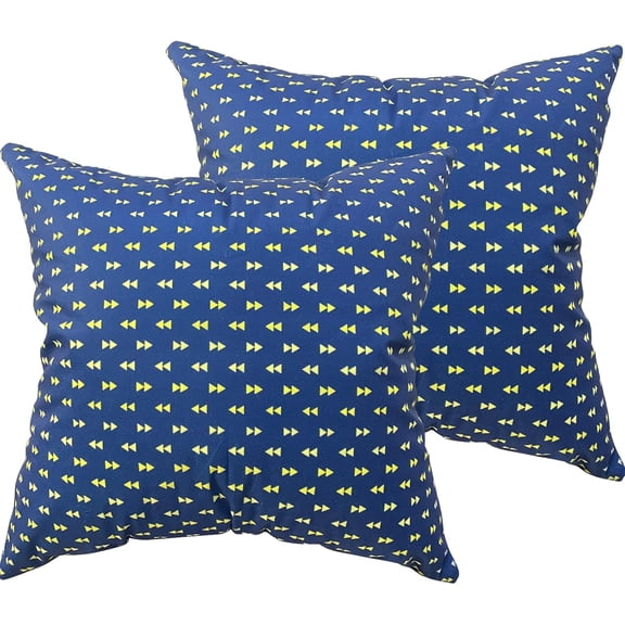 Ryan; Set of 2 Blue Throw Pillow Covers Golden Yellow Arrow Pattern, Square 18"x18" Short Plush Cushion Cover for Couch, Home, Sofa, Living Room