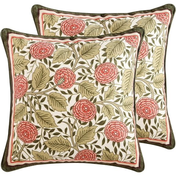 Ryan; Square Throw Pillow Covers Pack of 2,Brown Cozy Farmhouse with Daisy and Leaves Floral Pattern Pillowcases,Decoration Pillows Cushion Covers for Couch Sofa Bed Car Chair,18"x18"