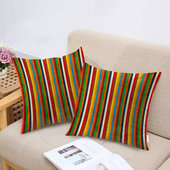 Ryan; Striped Blue Yellow Throw Pillow Covers,Abstract Aged Backdrop Brown Colo Cushion Cover Digital Blended Hidden Zipperl Decorative Pillowcases for Hair Skin Square 18X18 in 2 Pcs