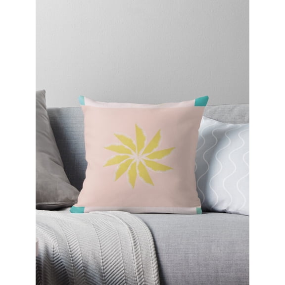 Ryan; Summer Beach Collage Throw Pillow with Sunshine, Seashells and Ocean Elements for Coastal Decor, Travel Vibes or Beach House