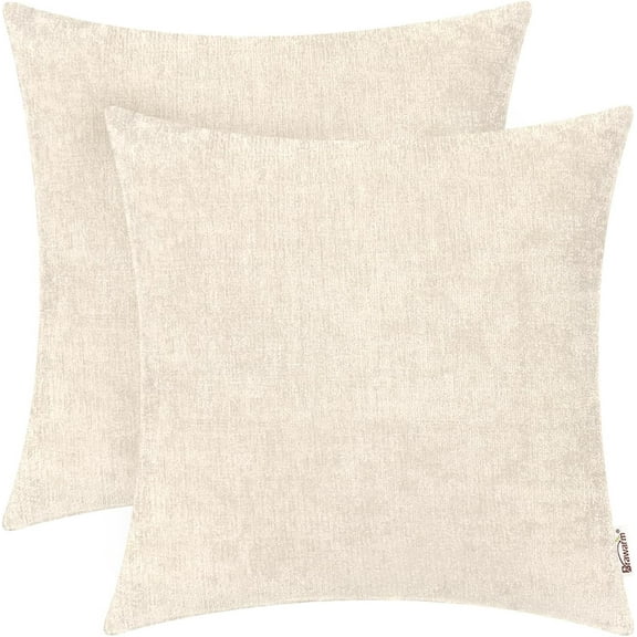 Ryan; Throw Pillow Covers 18x18 Inches - Cream Pillow Covers Pack of 2, Dyed Soft Pillow Cases for Couch Sofa Bed Home Decoration