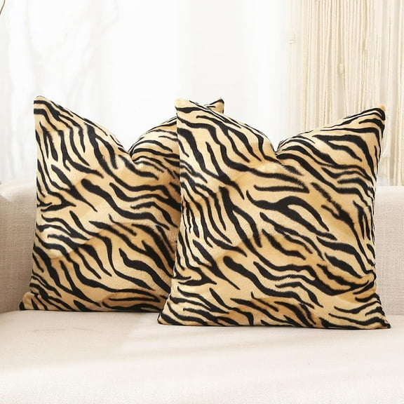 Ryan; Tiger Decor Animal Print Tiger Pillow Covers Throw Pillows 18x18 Set of 2 Modern Farmhouse Home Decor for Bedroom Couch Sofa (No Pillow Insert)
