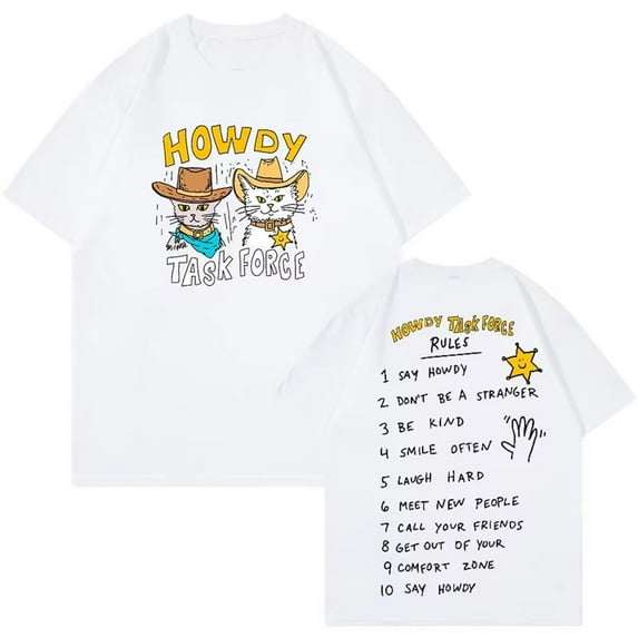 Ryan Trahan Howdy Task Force T-Shirt Unisex Summer Short Sleeve Round Neck Tee Streetwear Fashion Tops