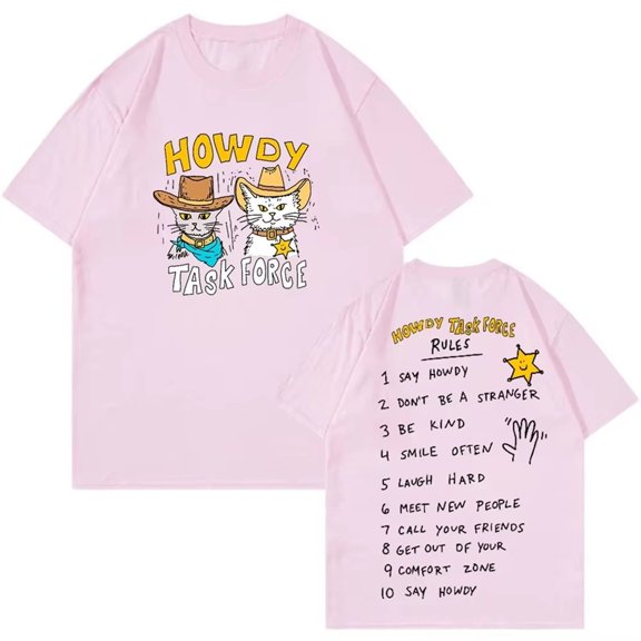 Ryan Trahan Howdy Task Force T-Shirt Unisex Summer Short Sleeve Round Neck Tee Streetwear Fashion Tops