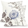 thumbnail image 1 of Ryan; Vintage Flower Pillow Covers 18x18 Inch Set of 2 Modern Floral Botanical Outdoor Pillowcases Rustic Farmhouse European Square Cushion Case for Couch Sofa Bed, 1 of 6