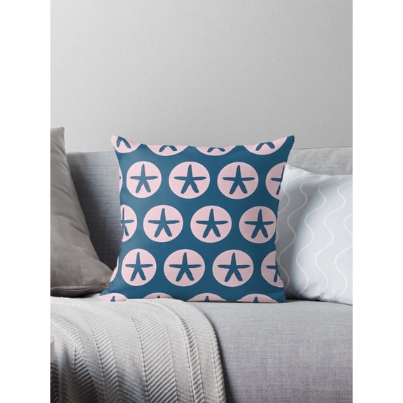 Ryan; Whimsical Starfish 45x45cm Pillow Cover – Coastal Ocean Theme with Cute Sea Stars for Beach Decor, Sofa Accent or Kids Room