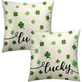 thumbnail image 1 of Ryan; White St Patricks Day Throw Pillow Covers 18X18 Inches Set of 2 Green Lucky Clover Pillowcase Soft Square Spring Shamrock Cushion Covers for Home Sofa Patio Bedroom, 1 of 8