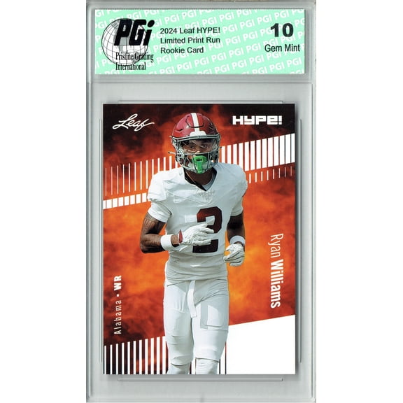 Ryan Williams Rookie Card Alabama PGI 10 Gem Mint Football Trading Card 2024 Leaf HYPE! #169 Only 5000 Made