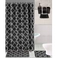 thumbnail image 1 of Ryan black Bathroom rug, mat non slip soft shaggy with shower curtain 12 hook and 4 pc matching ceramic accessories toothbrush holder, toothpaste holder, soap pump and soap dish, 1 of 2