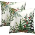 thumbnail image 1 of Ryan&nbsp; Christmas Tree Throw Pillow Covers 16x16 Set of 2, Xmas Pine Trees Bells Winter Holiday Farmhouse Decorative Pillow Cases Cotton Cushion Cover for Home Room Bed Sofa Couch Chair, 1 of 6