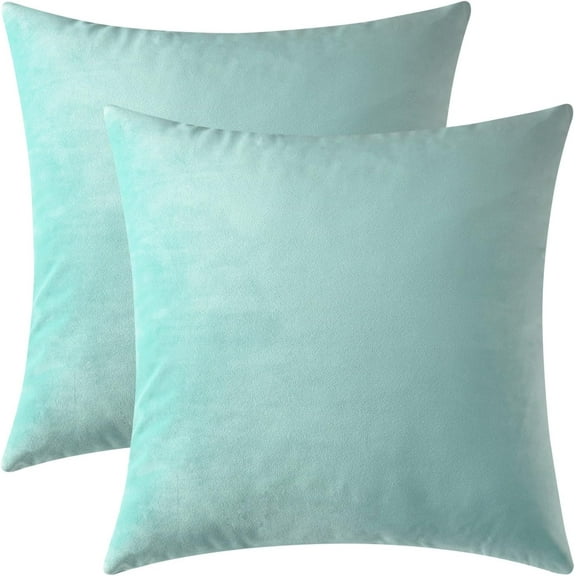 Ryan Decorative Throw Pillow Covers, Cushion Covers, Solid Throw Pillow Cases for Couch and Bed, Turquoise,Set of 2