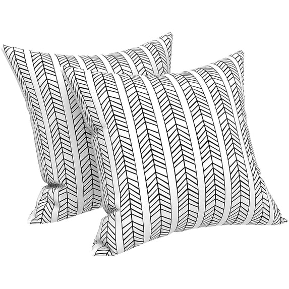Ryan Outdoor/Indoor Throw Pillows, Decorative Throw Pillows , 18x18 Square Pillows for Bed, Couch, Sofa and Patio Furniture (Set of 2, Herringbone White)