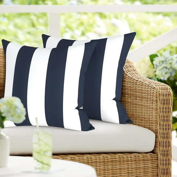 Ryan&nbsp; Pack of 2 Patio Pillow , Square Decorative Throw Pillow for Home,Sofa,Bench and Patio Furniture (18 x 18 in,Cabana Navy)