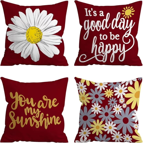 Ryan&nbsp; Pillow Covers 12x20 Set of 4, Burgundy Decor Pillows Decorative Throw Pillow Covers for Couch Sofa Indoor Outdoor Pillow Covers Farmhouse Pillow Covers Home Decor