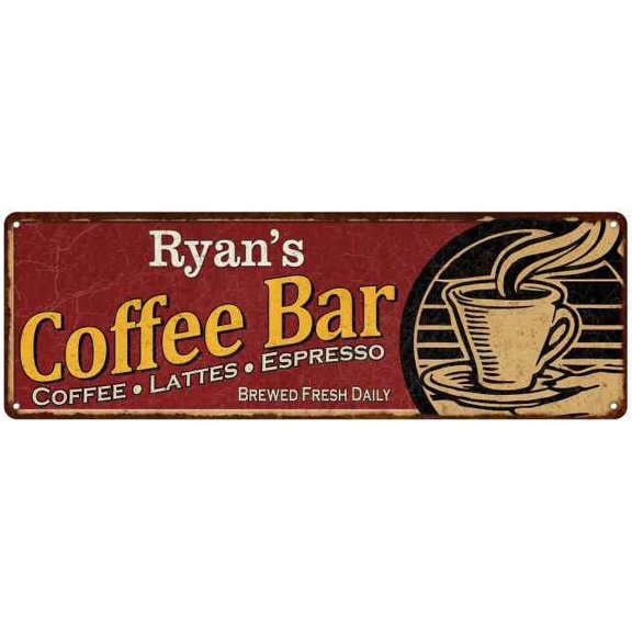 Ryan's Coffee Bar Red Sign Kitchen Gift 6x18 206180006254