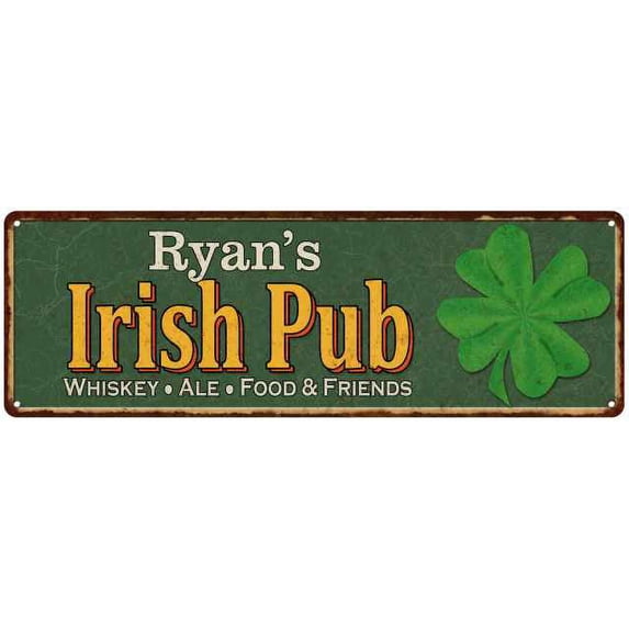 Ryan's Irish Pub Metal Sign Bar Man Cave 6x18 106180010110