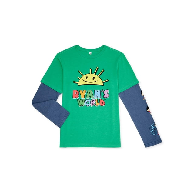 Ryan's World Boys Exclusive 4-12 Sunshine Logo 2 Toned Long Sleeve T-Shirt