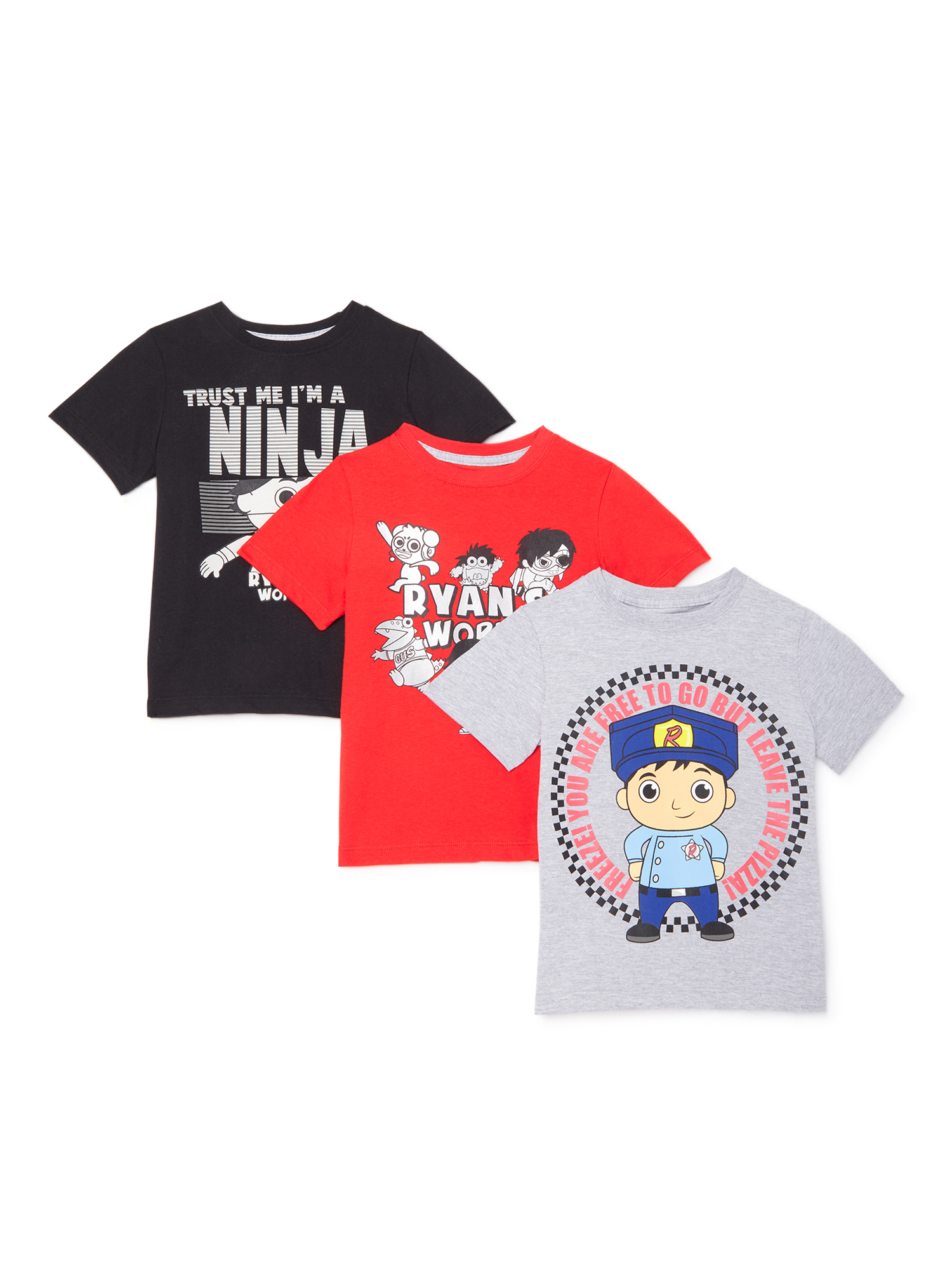 Ryan's World Boys Short Sleeve Graphic T-Shirts, 3 Pack Sizes 4-8 - image 1 of 7