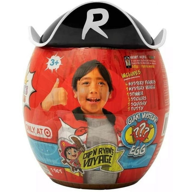 Ryan's World Giant Pirate Mystery Egg 10 Pirate Toys Unboxing Adventure Cap