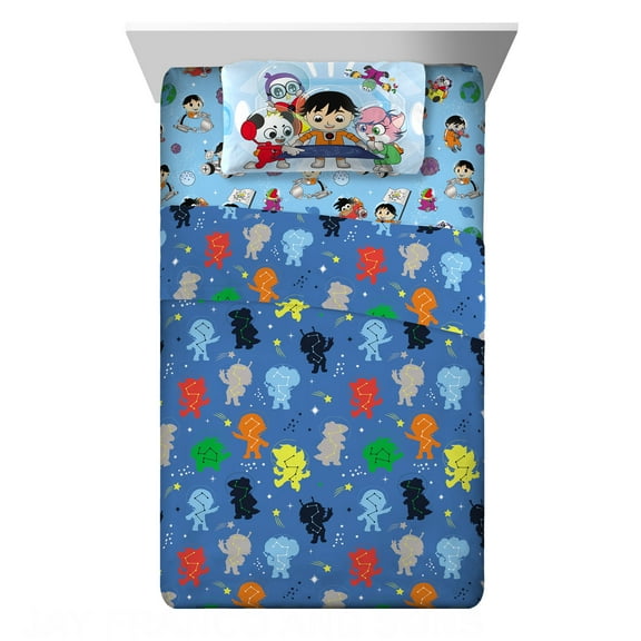 Ryan's World Kids Red Titan Full Sheet Set, Blue, Pocketwatch
