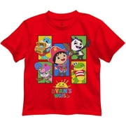 Ryans World Little Boys Ryan and Friends T-Shirt, Red, 4