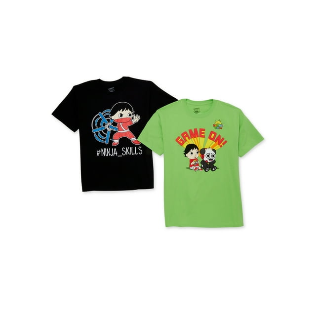 Ryan's World Short Sleeve Graphic Crew Neck Relaxed Fit T-Shirt (Little Boys or Big Boys) 2 Pack