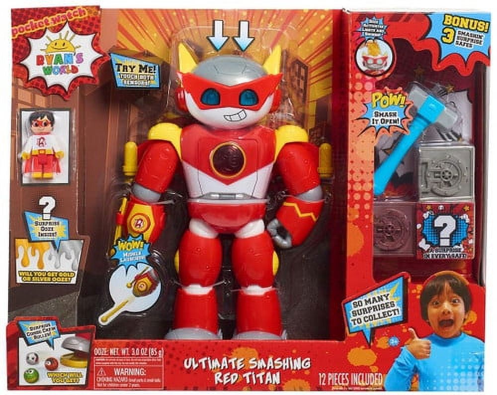 Ryan's World Ultimate Smashin' Red Titan Action Figure Set with Lights & Sound, Ages 3-8, 8.7 in