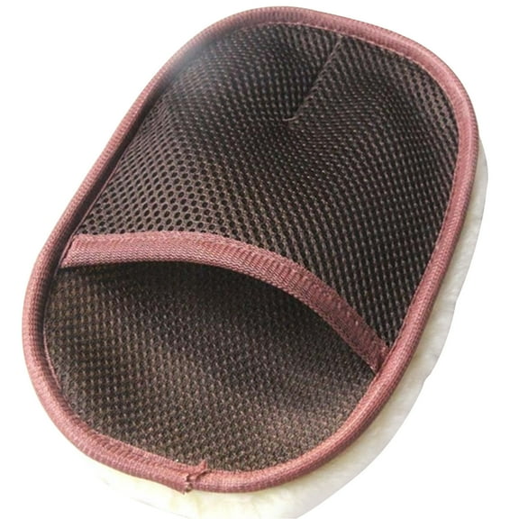 RyanK 2PCS Car Care Cleaning Brushes Polishing Mitt Brush Wool Car Wash Glove Sponge Brown