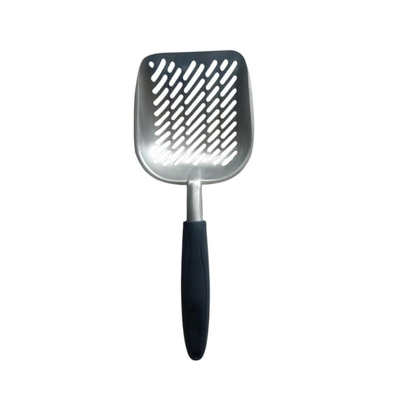 RyanK Cat Litter Scoop Metal, Deep Shovel Poop Sifting with Long Handle Pooper Lifter Works with All Type of Cat Litter Metal Kitty Litter Scooper for Litter Box with Holder 13.18x4.92in Black