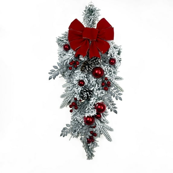 RyanK Christmas Decorations Christmas GiftsChristmas Flocking Wreath Door Hanging Christmas Decorations Christmas Wreath Rattan Pendant Decoration European And Home Furnishing