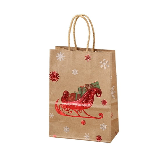 RyanK Christmas Decorations Christmas GiftsChristmas Kraft Paper Bags Gift Bags With Handles Christmas Snack Bags Holiday Paper Bags Party Gift Bags Party Supplies 8.3 Inches X 5.9 Inches X 3.1Inches