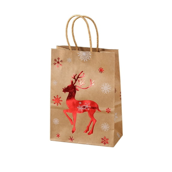 RyanK Christmas Decorations Christmas GiftsChristmas Kraft Paper Bags Gift Bags With Handles Christmas Snack Bags Holiday Paper Bags Party Gift Bags Party Supplies 8.3 Inches X 5.9 Inches X 3.1Inches