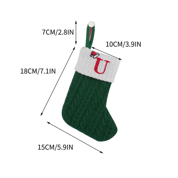 RyanK Christmas Gifts, Christmas Decorations,Knitted Hosiery Wool Hosiery Embroidered Alphabet Children's Candy Gift Bag Green Christmas Stocking Gift Bag