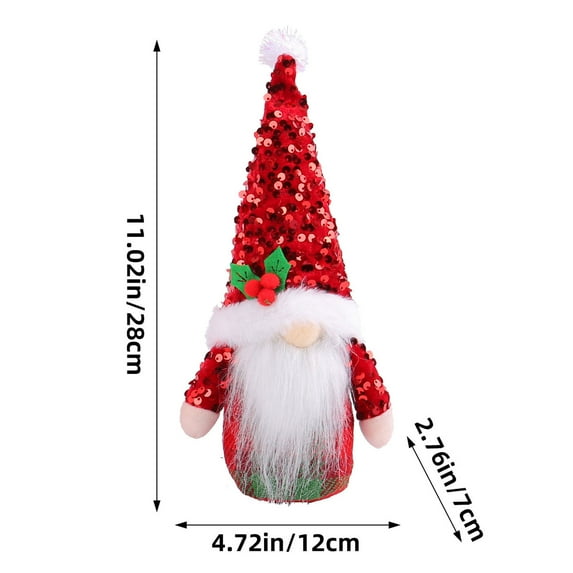 RyanK Christmas Ornaments,Christmas Gifts,Christmas Decorations,Christmas Sequins Pointed Hat Gnomes Decoration With Sand Filled Base Sparkling Sequins Hat Gnomes Tabletop Ornament Doll Red