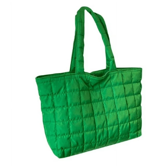 RyanK Quilted Tote Bags for Women Lightweight Puffer Padding Shoulder Bag Large Nylon Tote Handbag Zipper Closure Green