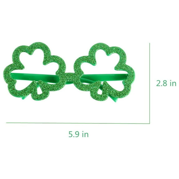 RyanK St Patricks Day Decorations St. Patrick’s Day Irish Glittering Sham-rock Glasses St. Patrick's Day Party Decoration Accessories -One Size, Pack Of 1, Green