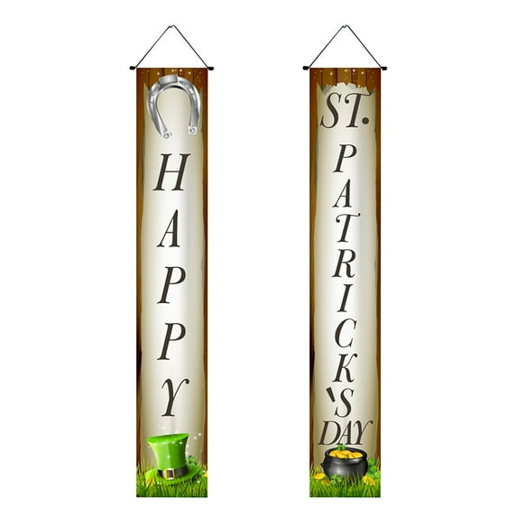 RyanK St Patricks Day Decorations St. Patrick's Day Irish Holiday Porch Sign Welcome Home Door Curtain Banner Decoration Door Hanging Painting Hanging Flag Decoration