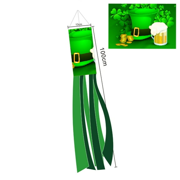 RyanK St Patricks Day Decorations St. Patrick's Day Windsock Polyester Garden Windsock Garden Party Deco