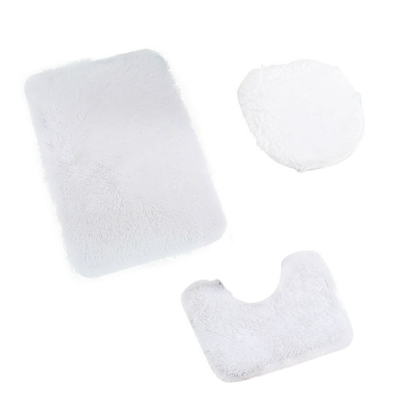 RyanK Toilet Seat Cover Pads,3-piece Bathroom Carpet, Super Soft Non Slip Bathtub Carpet And Absorbent Bath Mat, Bathroom Carpet, Bath Mat For Bathroom White