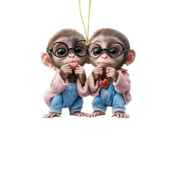RyanK Valentine'S Day Gifts Valentine'S Day Decorations Big Eyed Sweet Glasses Monkey Pendant Keychain Car Rearview Mirror Accessories Backpack Pendant