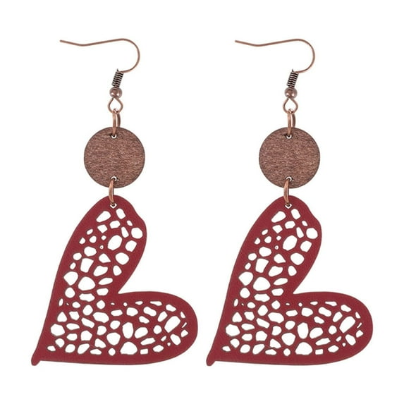 RyanK Valentine'S Day Gifts Valentine'S Day Decorations Valentine's Day Gift Wooden Round Geometric Earrings Vintage Hollowed Out Round Earrings Great Light Statement Jewelry For Women