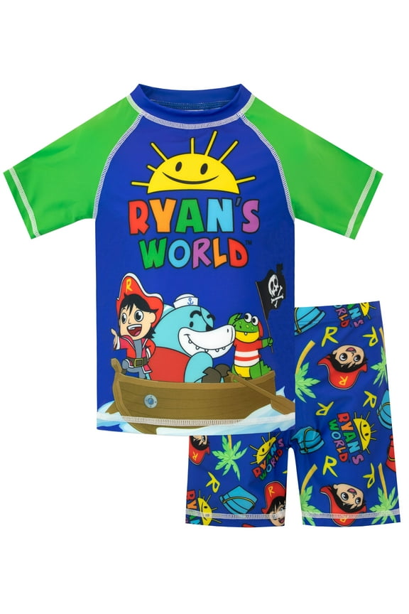 Ryans World Boys Pirate Boat Swim Set Blue Sizes 3T-8