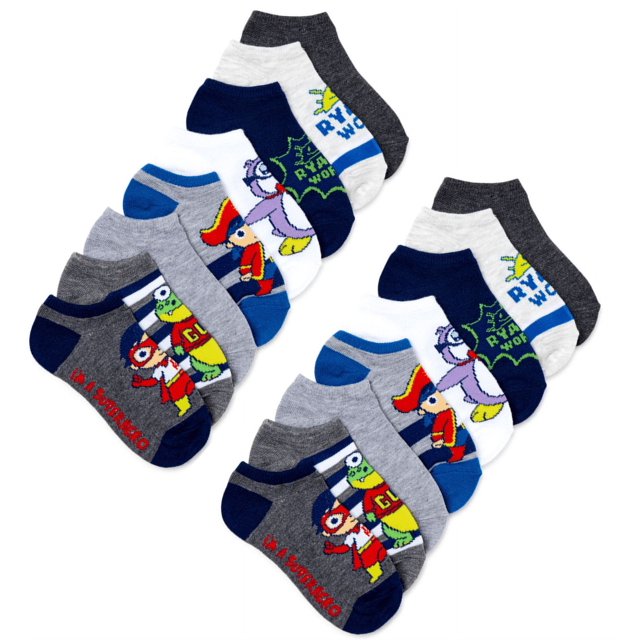 Ryans World Boys Socks, 12 + 4 Pack No Show Ryans World Socks Sizes S ...